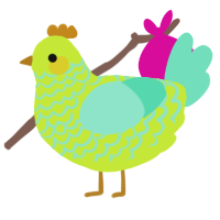 A lime and mint chicken with a lace pattern