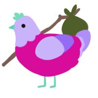 A fuchsia and lilac chicken with a head pattern