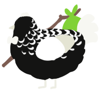A black and white chicken with a half-lace pattern