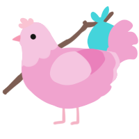 A pink chicken with a head pattern