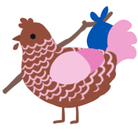A russet and pink chicken with a lace pattern