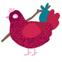A maroon and crimson chicken with a double-lace pattern