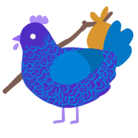 marina, a indigo and sapphire chicken with a double-lace pattern