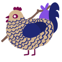 A beige and navy chicken with a lace pattern
