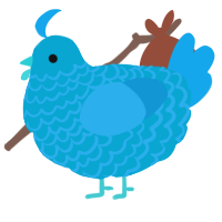 A cerulean and sky chicken with a lace pattern