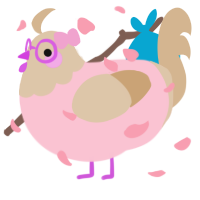 A rose and beige chicken with a head pattern