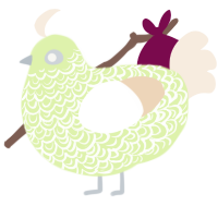 A apple and cream chicken with a double-lace pattern