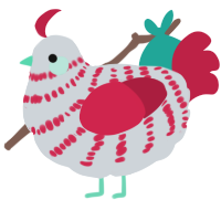 A mist and crimson chicken with a bar pattern