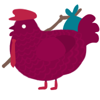 A maroon chicken with a lace pattern