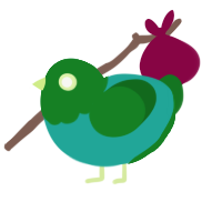 A turquoise and leaf chicken with a head pattern