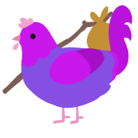 A blurple and amethyst chicken with a head pattern