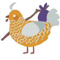 A orange and silver chicken with a lace pattern