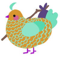 A orange and mint chicken with a lace pattern