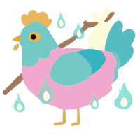 彩光, a orchid and sky chicken with a head pattern