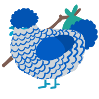 A mist and ultramarine chicken with a lace pattern