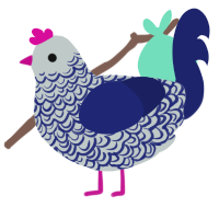 A silver and navy chicken with a double-lace pattern