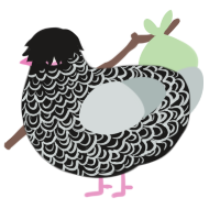 A sable and silver chicken with a double-lace pattern