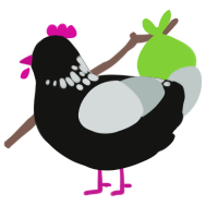 A black and silver chicken with a neck-speckle pattern