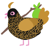 A black and gold chicken with a double-lace pattern