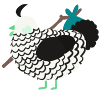 A white and sable chicken with a lace pattern