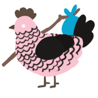 A rose and sable chicken with a lace pattern