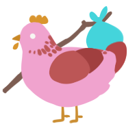 patacon, a pink and red chicken with a neck-speckle pattern