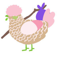 A beige and rose chicken with a lace pattern