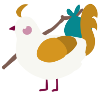 A white and ochre chicken