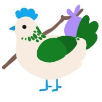 A cream and leaf chicken with a neck-speckle pattern
