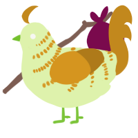 A apple and ochre chicken with a half-bar pattern