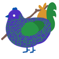A indigo and viridian chicken with a double-lace pattern