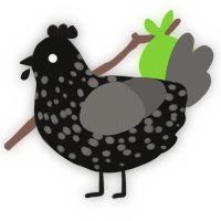 A black and grey chicken with a speckle pattern