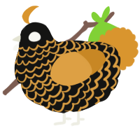 A black and orange chicken with a lace pattern