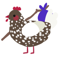 A bark and white chicken with a speckle pattern
