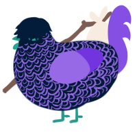 A tumblr and blurple chicken with a double-lace pattern