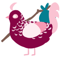 A maroon and rose chicken with a half-lace pattern