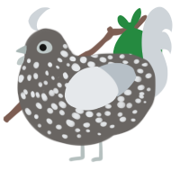 A grey and mist chicken with a speckle pattern
