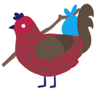 A crimson and bark chicken with a double-lace pattern