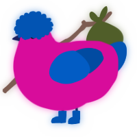 A fuchsia and ultramarine chicken