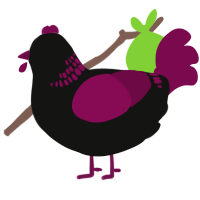 A black and wine chicken with a neck-band pattern