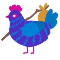 A indigo and sapphire chicken with a bar pattern