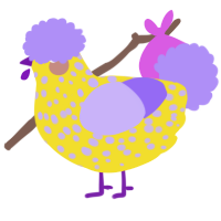 A yellow and lilac chicken with a speckle pattern
