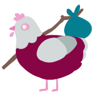 A maroon and silver chicken with a head pattern