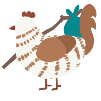 A white and brown chicken with a bar pattern