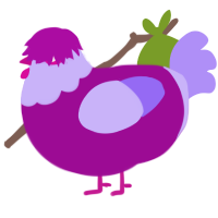 A plum and lilac chicken with a head pattern