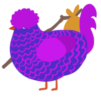 A indigo and amethyst chicken with a lace pattern