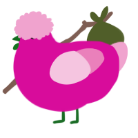 A fuchsia and pink chicken