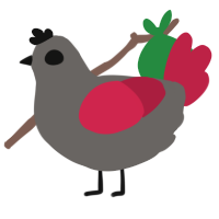little red, a grey and crimson chicken