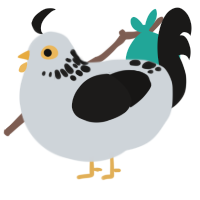Miki, a mist and sable chicken with a neck-speckle pattern