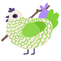 A cream and grass chicken with a lace pattern